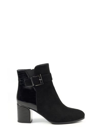 Lunar Europa Heeled Black Ankle Boots