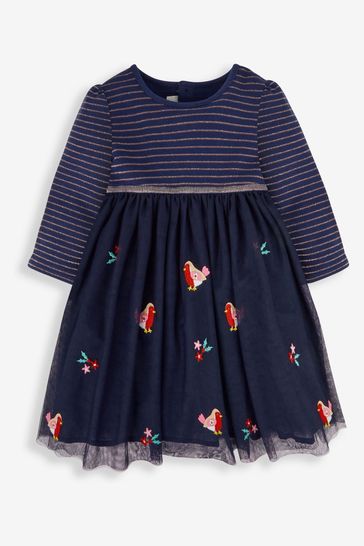 JoJo Maman Bébé Navy Girls' Robin Party Dress