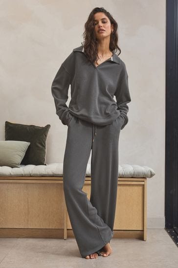Buy Charcoal Grey Knitlook Wide Leg Joggers from Next Netherlands