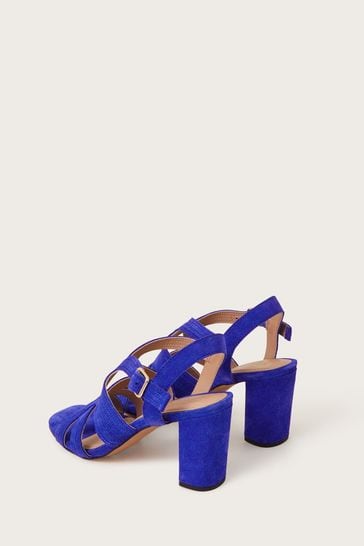 Blue suede block hotsell heel