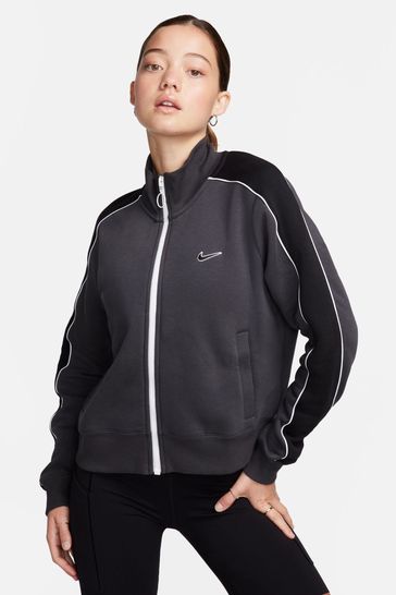 Nike Dark Grey Sleeve Stripe Fleece Zip Jacket