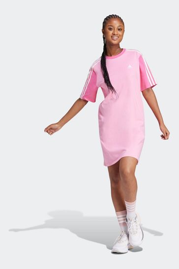 adidas Pink Sportswear Essentials 3-Stripes Single Jersey Boyfriend T-Shirt Dress