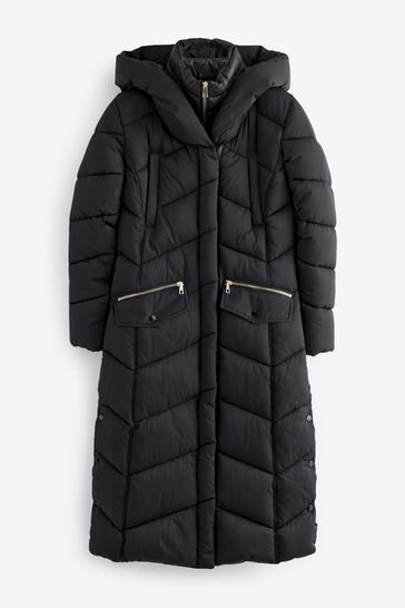 Warehouse longline padded hotsell coat in black