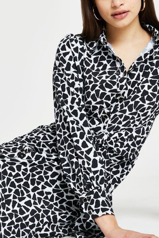river island white non print tie shirt midi dress
