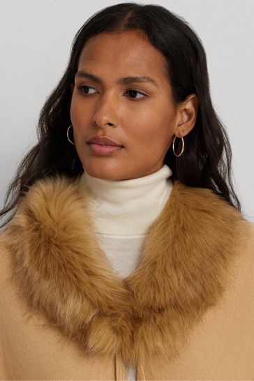 Buy Lauren Ralph Lauren Faux Fur Trim Ruana Scarf from Next Luxembourg
