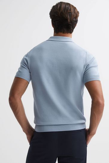 Buy Reiss Soft Blue Fizz Knitted Half Zip Polo T Shirt from Next