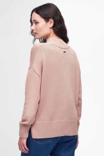 Barbour Soft Pink Sandy Funnel Neck Knitted Jumper