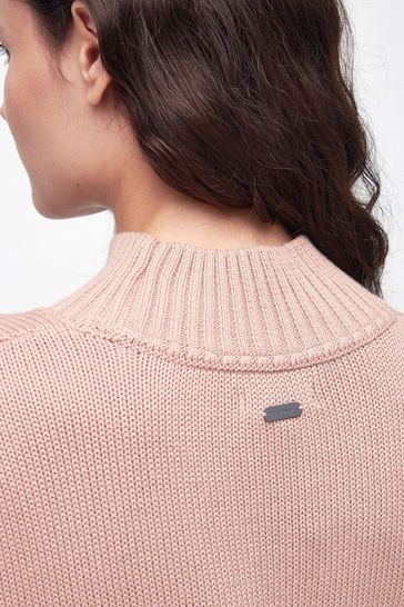 Barbour Soft Pink Sandy Funnel Neck Knitted Jumper
