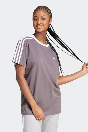 adidas Purple/White Sportswear Essentials 3 Stripes T-Shirt