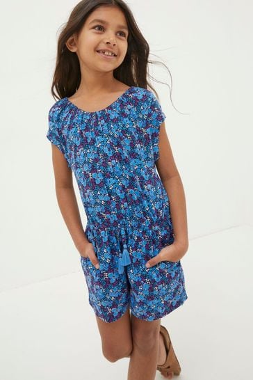 FatFace Blue Ink Floral Printed Playsuit