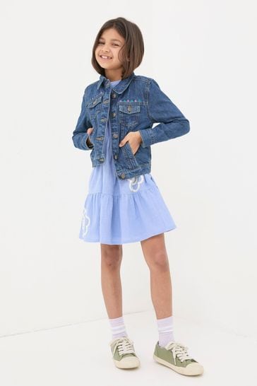 FatFace Blue Patterned Denim Jacket