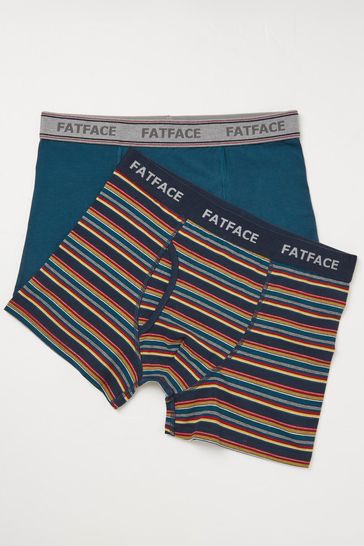 FatFace Red Salcombe Stripe Boxers 2 Pack