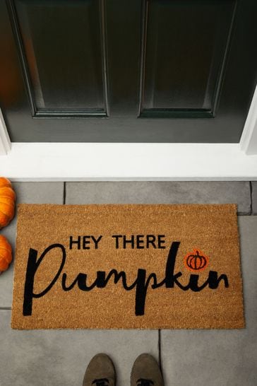Natural Hello Pumpkin Halloween Doormat