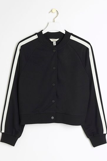River Island Black Side Stripe Bomber Jacket