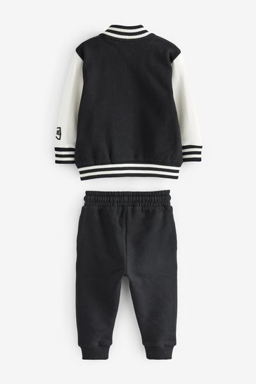 Buy Black White Letterman Jacket and Joggers Set 3mths 7yrs from