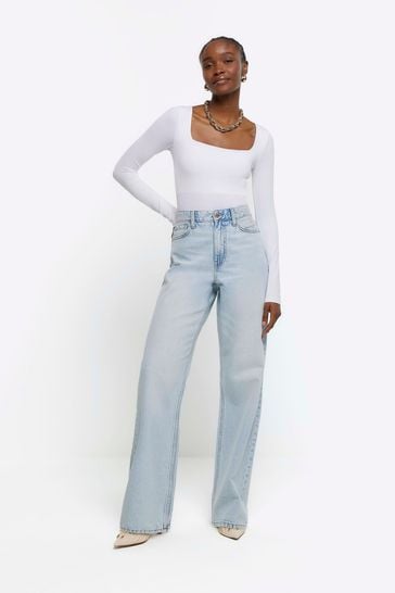 River Island Blue Relaxed Straight Jeans