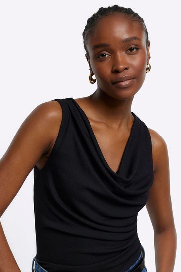 Buy River Island Black Cowl Neck Tank from Next Luxembourg