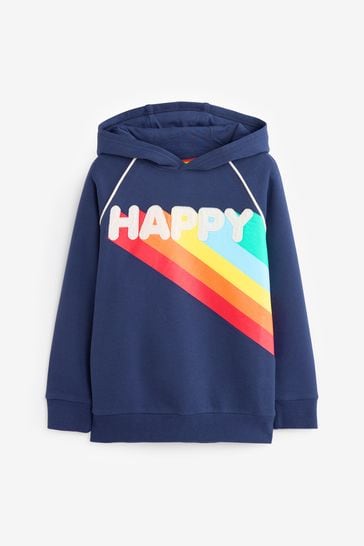 Little Bird by Jools Oliver Navy Rainbow Happy Hoodie