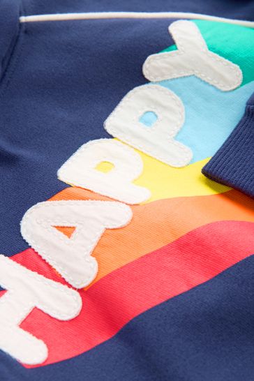 Little Bird by Jools Oliver Navy Rainbow Happy Hoodie