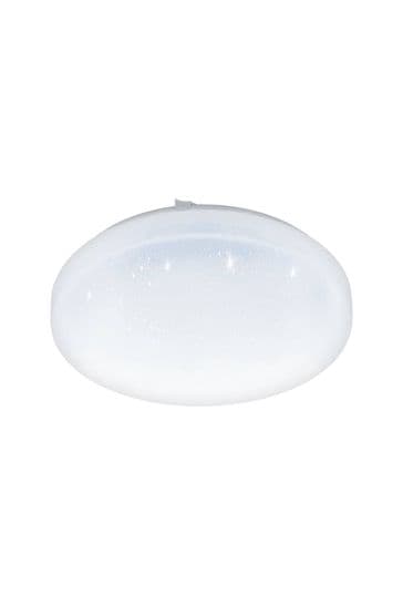 Eglo White Frania-S 28cm Metal And Plastic With Crystal Effect Flush Ceiling Light