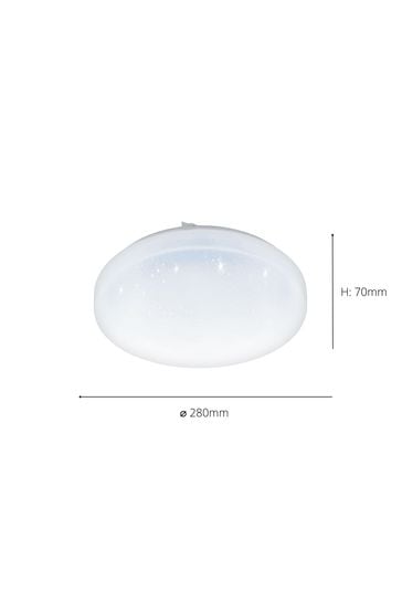 Eglo White Frania-S 28cm Metal And Plastic With Crystal Effect Flush Ceiling Light