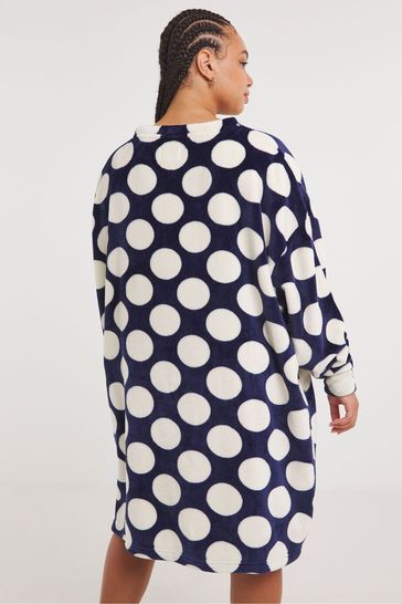 Buy Simply Be Blue Pretty Secrets Spot Value Oversized Dress from Next Luxembourg