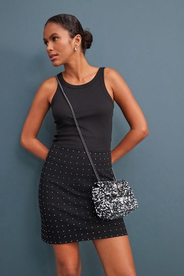 Buy Silver Sequin Chain Bag from Next Ireland