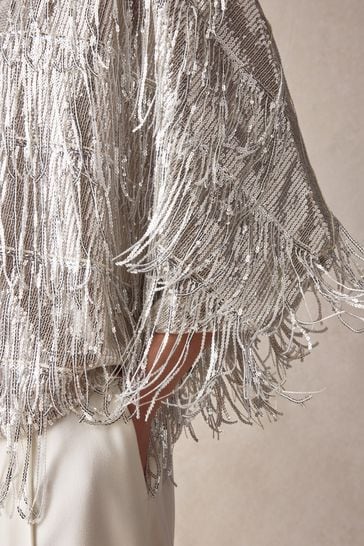 Silver fringe jacket shop