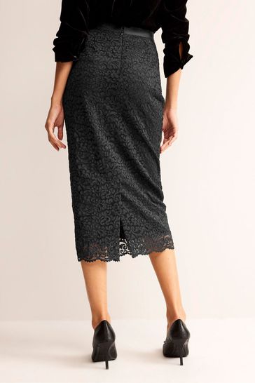 High waisted lace on sale midi pencil skirt