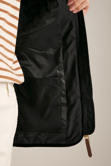 Buy Joules Stately Black Showerproof Diamond Quilted Gilet from