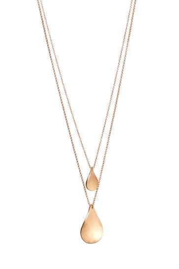 Gold Tone Petal Two Layer Necklace