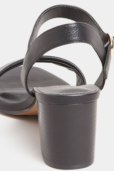 Long Tall Sally Black Faux Leather Block Heel Sandals