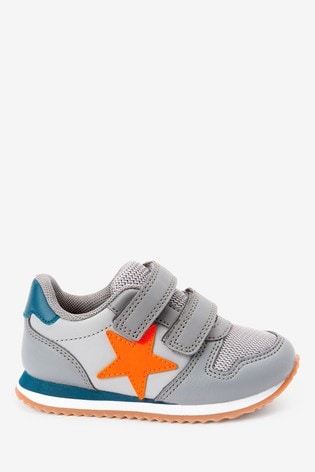 Grey Wide Fit (G) Double Strap Trainers