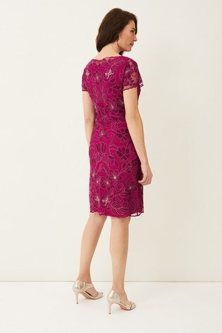 Phase eight talia online embroidered dress cranberry