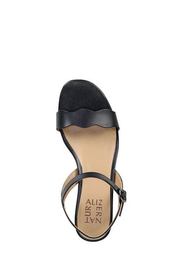 Naturalizer Lacey Black Leather Wedge Sandals