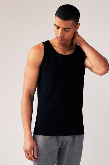 Buy Black Pure Cotton Vests 2 Pack from Next Singapore
