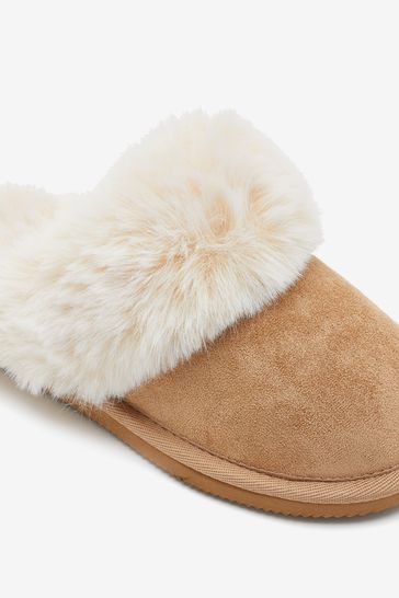 Tan slippers with fur store