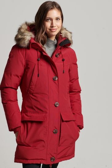 Superdry Red Rookie Down Parka Coat