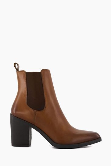 Dune London Natural Promising Chelsea Western Ankle Boots