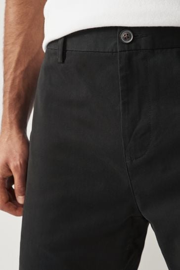 Black Slim Stretch Chinos Shorts
