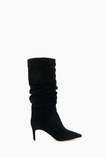 Dune London Slouch Ruched Suede Heeled Boots
