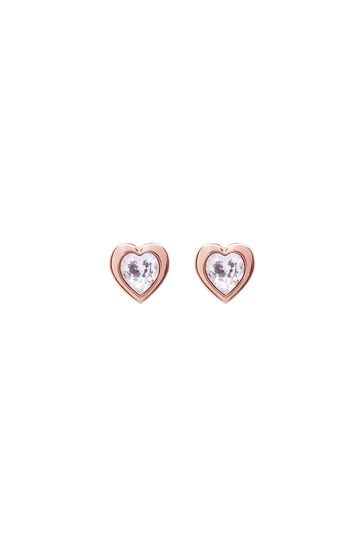 Ted Baker Han: Rose Gold Tone Crystal Heart Earrings