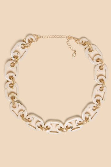White Stuff Natural Ema Resin Chain Necklace