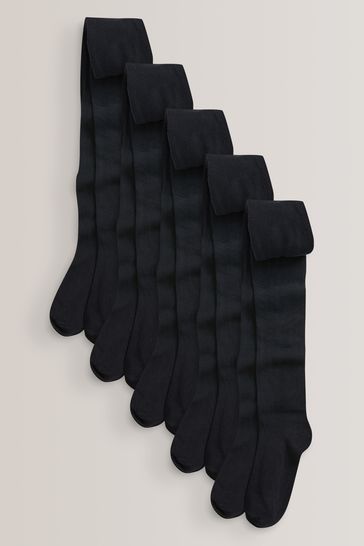 Buy Black 5 Pack Cotton Rich School Tights from Next Luxembourg