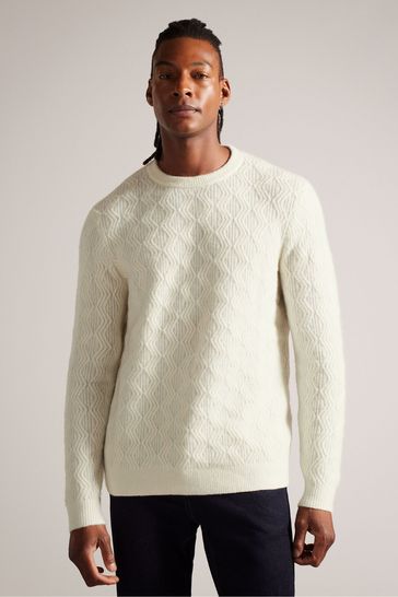 Ted Baker Cream Atchet Textured Cable Crew Neck Jumper
