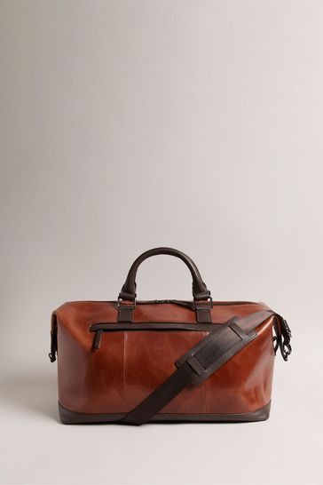 Ted Baker Natural Leather Webbing Wax Leather Mix Holdall
