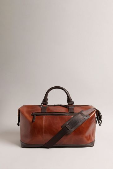 Buy Ted Baker Natural Leather Webbing Wax Leather Mix Holdall from