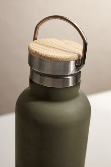 Green Drinks Bottle with Bamboo Screw Lid