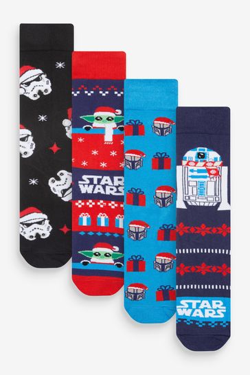 Star Wars Pattern Christmas Licence Socks 4 Pack