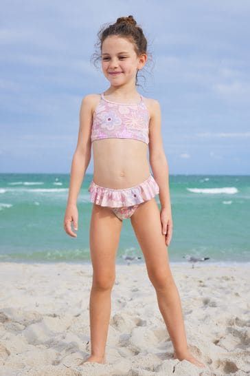 Purple floral bikini sales